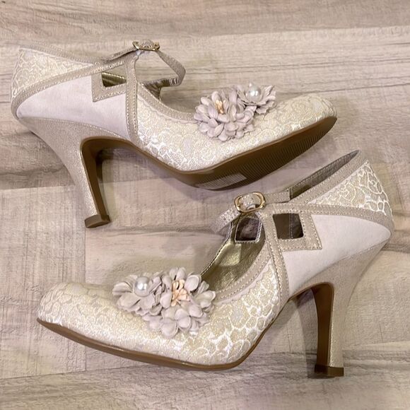 Ruby Shoo ModCloth Lace 1920s Mary Janes Wedding Heels flapper 20’s size 8 - Picture 8 of 12